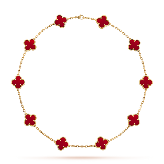 [Royal&Vicky]CLOVER 10 MOTIFS CARNELIAN NECKLACE