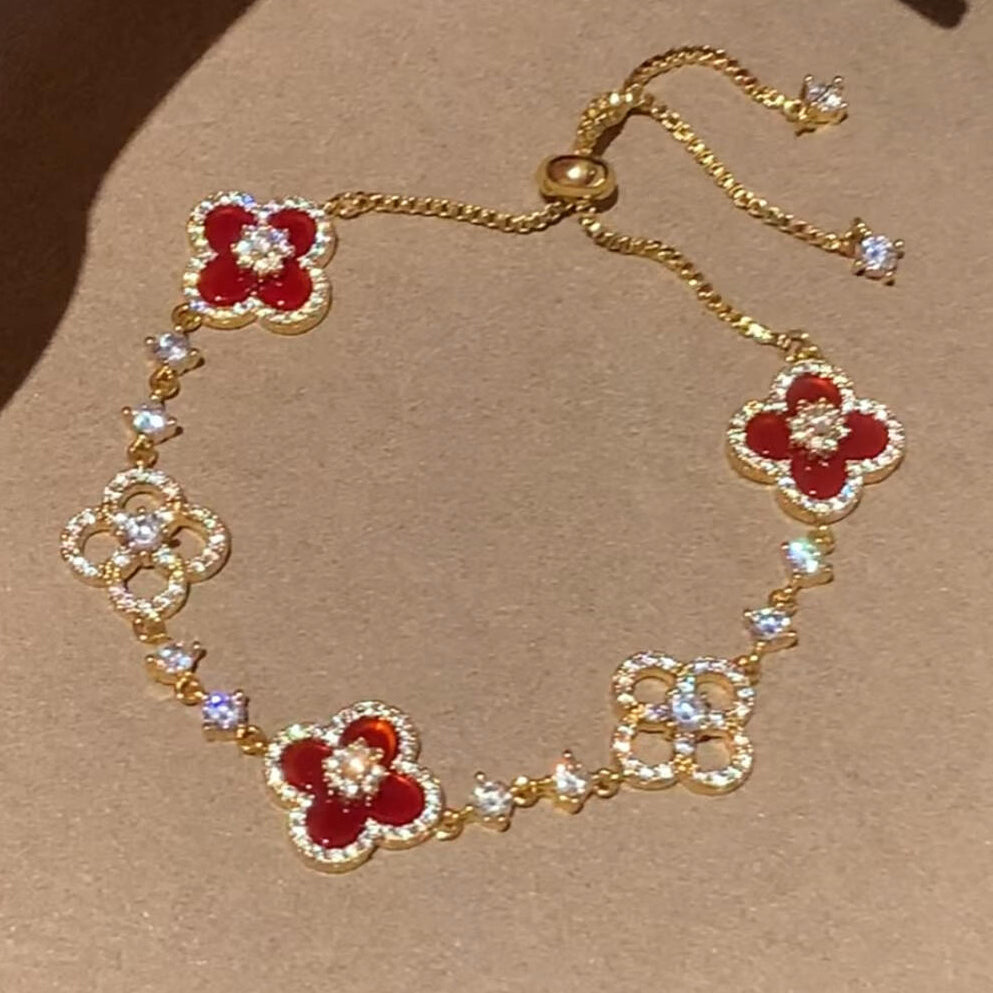 [Royal&Vicky]CLOVER 5 MOTIF PINK BLUE RED WHITE BRACELET