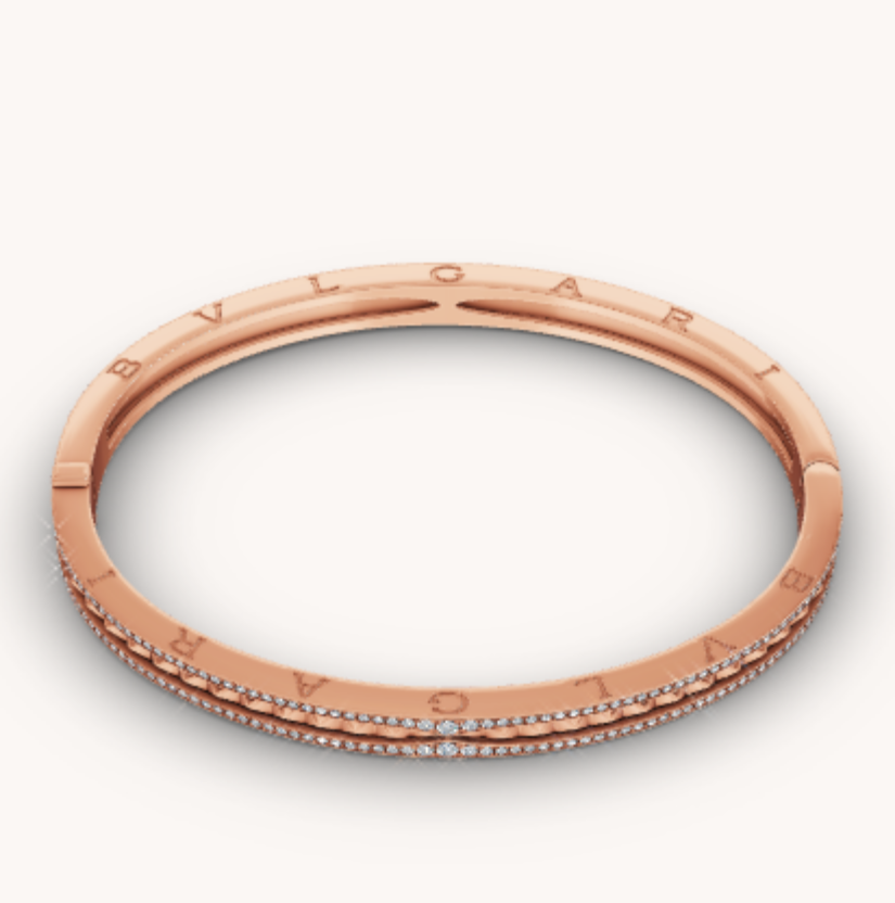 [ROYAL]ZERO 1 SPIRAL AND PAVED DIAMOND PINK GOLD BRACELET