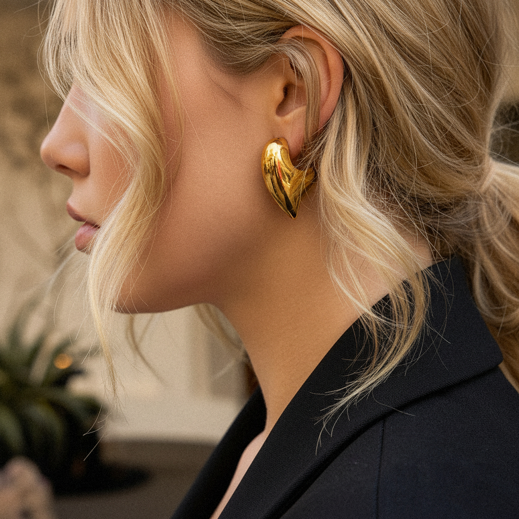 [Royal&Vicky]Aimee Chunky Heart Gold Earrings