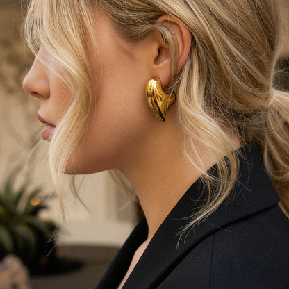 [Royal&Vicky]Aimee Chunky Heart Gold Earrings