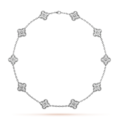 [Royal&Vicky]CLOVER 10 MOTIFS DIAMOND NECKLACE