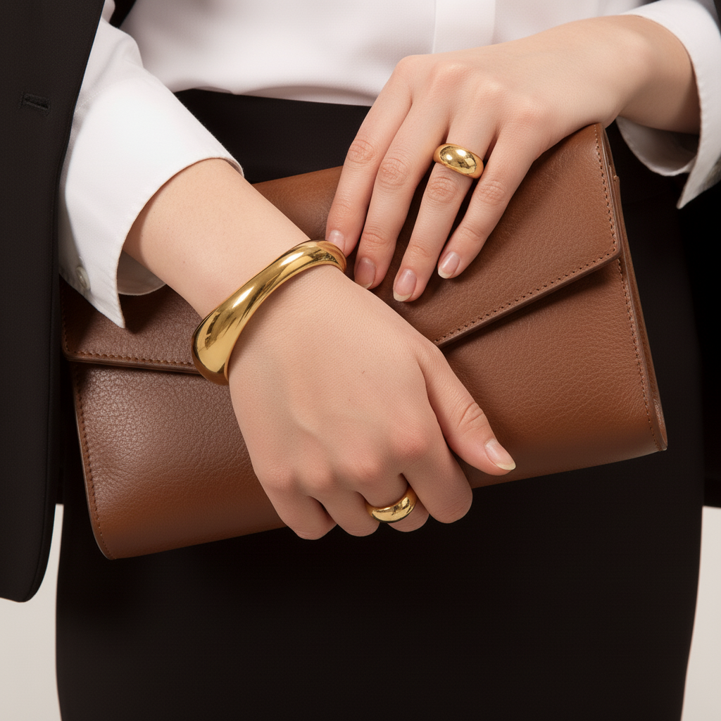 [Royal&Vicky]Jessa Skulpturaler Goldarmreif