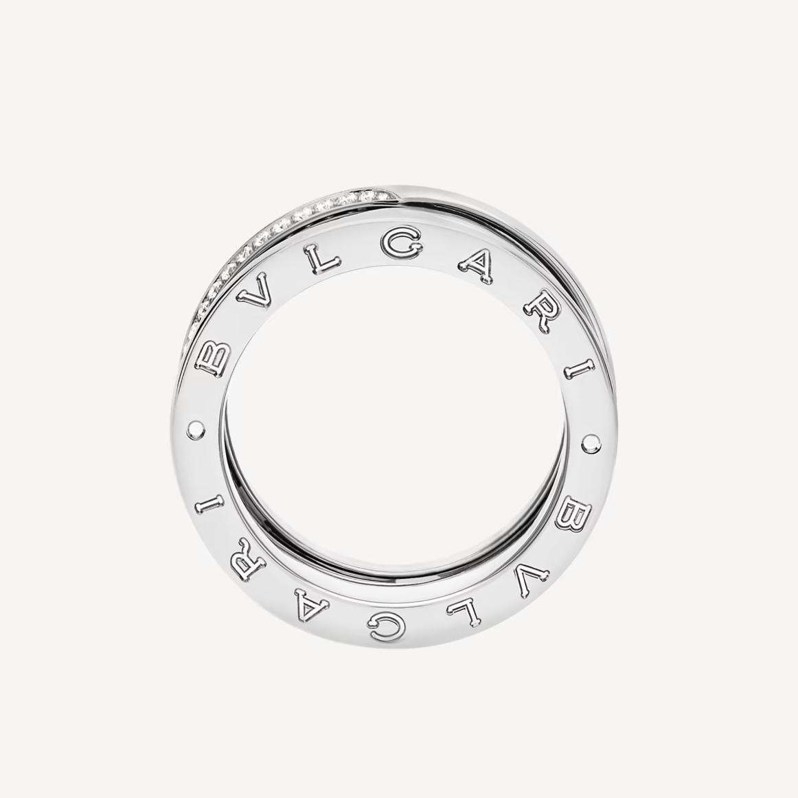 [ROYAL]ZERO 1 THREE-BAND WITH DEMI-PAVED DIAMONDS ON THE EDGES RING