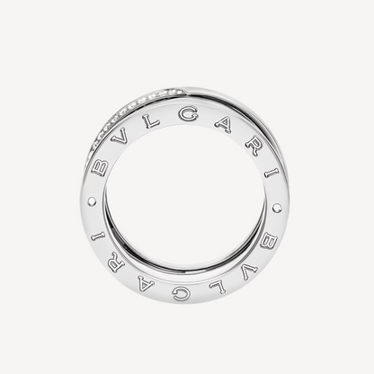 [LUXE]ZERO 1 DREI-BAND-RING MIT HALBPAVIERTEN DIAMANTEN AN DEN RANDERN