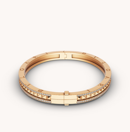 [ROYAL]ZERO 1 SPIRAL AND PAVED DIAMOND GOLD BRACELET