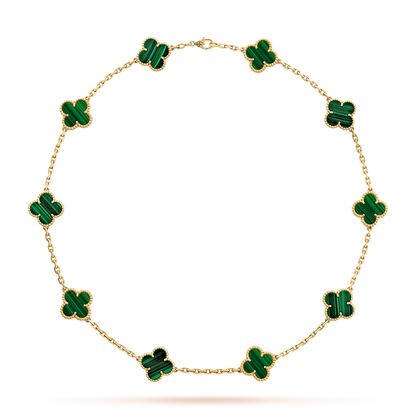 [Royal&Vicky]CLOVER 10 MOTIFS MALACHITE NECKLACE