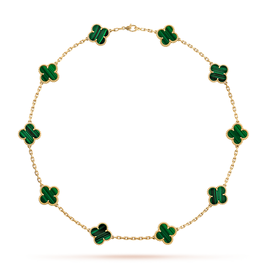 [Royal&Vicky]CLOVER 10 MOTIFS MALACHITE NECKLACE