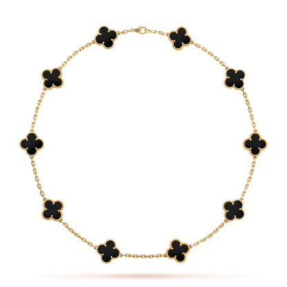 [Royal&Vicky]CLOVER 10 MOTIFS ONYX NECKLACE