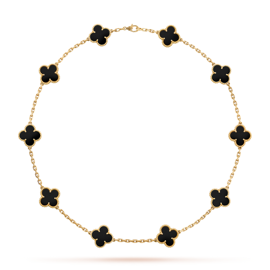 [Royal&Vicky]CLOVER 10 MOTIFS ONYX NECKLACE