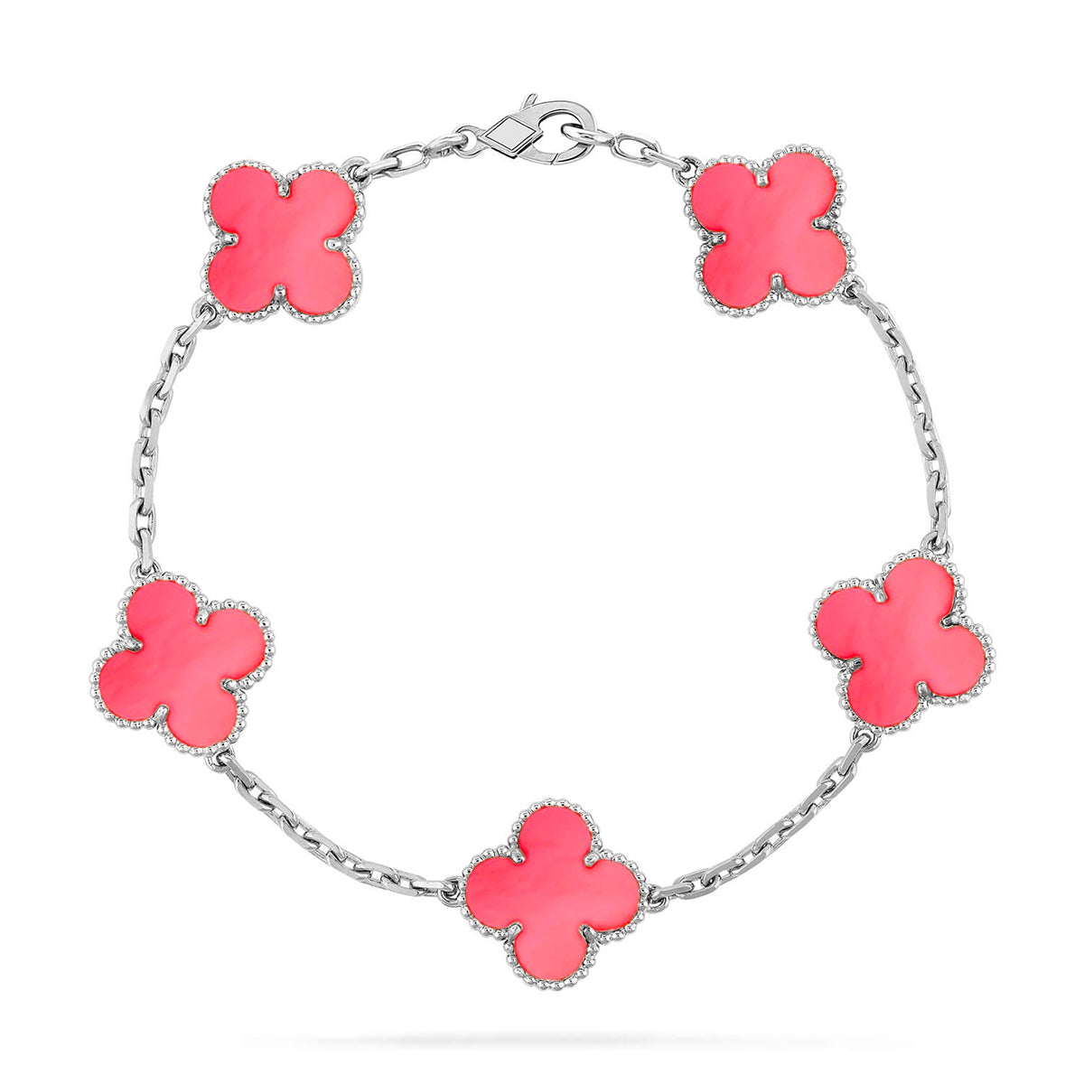 [Royal&Vicky]LUCKY CLOVER 5-MOTIF BRACELET - PINK MOTHER-OF-PEARL COLLECTION
