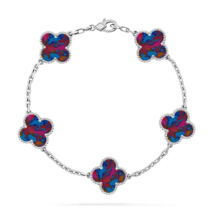 [Royal&Vicky]LUCKY CLOVER 5-MOTIF BRACELET - MULTI-GEM COLLECTION
