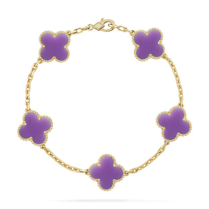 [Royal&Vicky]LUCKY CLOVER 5-MOTIF BRACELET - LAVENDER COLLECTION