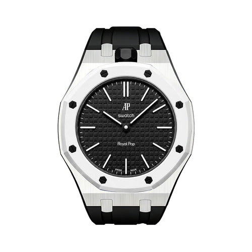 Oak Pop Black Steel Silicone Strap