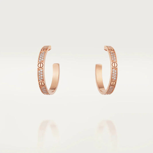 [LUXE]CREOLEHRRINGE „LOVE“ AUS ROSÉGOLD MIT DIAMANTEN