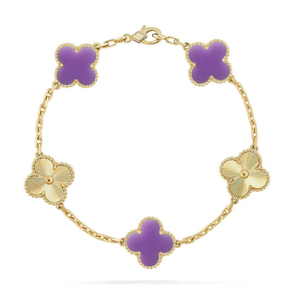 [Royal&Vicky]LUCKY CLOVER 5-MOTIF BRACELET - LAVENDER COLLECTION