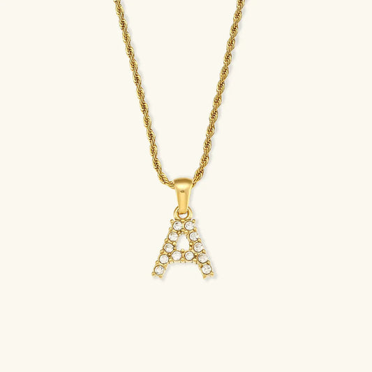 [Royal&Vicky]Maeve Letter Initial Diamond Necklace