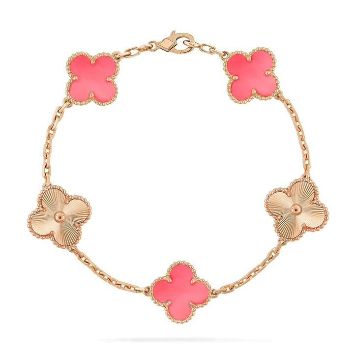 [LUXE]CLOVER ARMBAND 5 MOTIV ROSA UND ROSGOLD