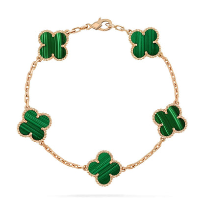 [ROYAL]CLOVER 5 MOTIFS MALACHITE BRACELET