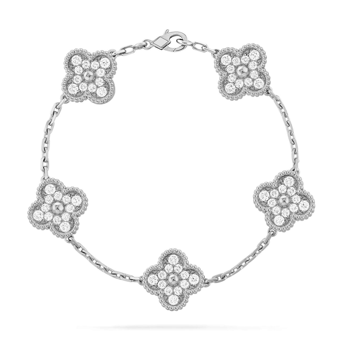 [ROYAL]CLOVER 5 MOTIFS  DIAMOND BRACELET SILVER