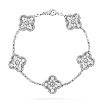 [ROYAL]CLOVER 5 MOTIFS  DIAMOND BRACELET SILVER