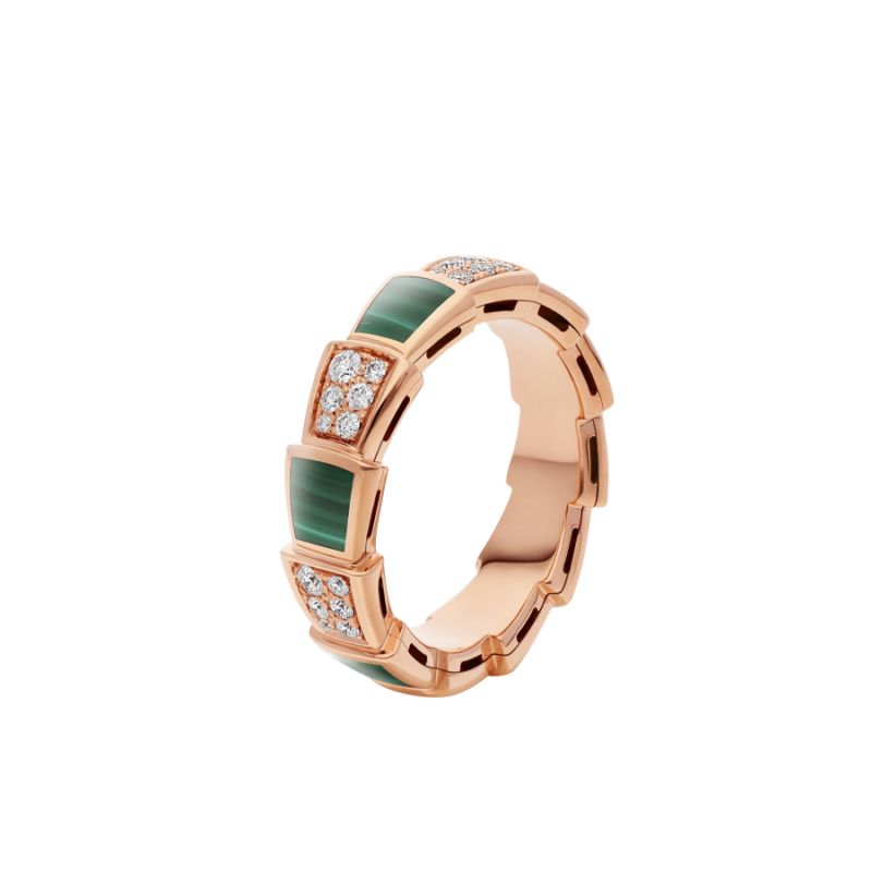 [LUXE]SERPENTI RING ROTGOLD MALACHIT DIAMANT GEPAPERT 4MM