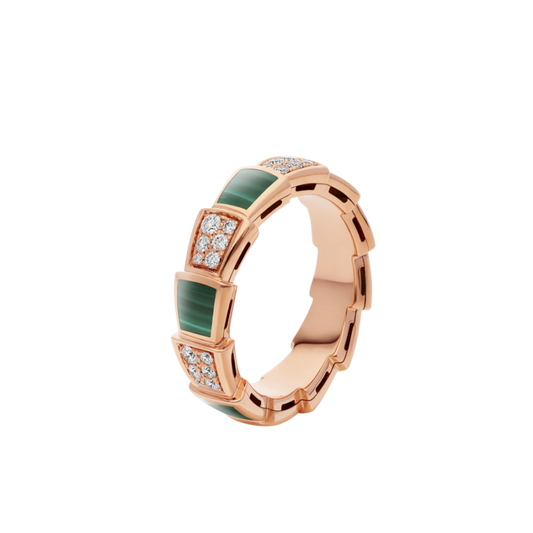 [LUXE]SERPENTI RING ROTGOLD MALACHIT DIAMANT GEPAPERT 4MM