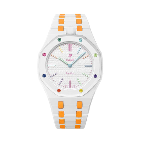 Oak Pop Exklusives weißes und orangefarbenes Biokeramik-Armband