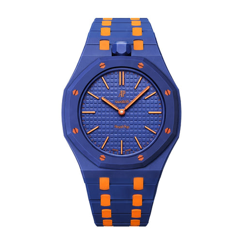 Oak Pop Exclusive Armband aus Bioceramic in Dunkelblau und Orange