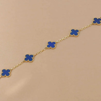 [ROYAL]CLOVER 5 MOTIFS BLUE AGATE BRACELET