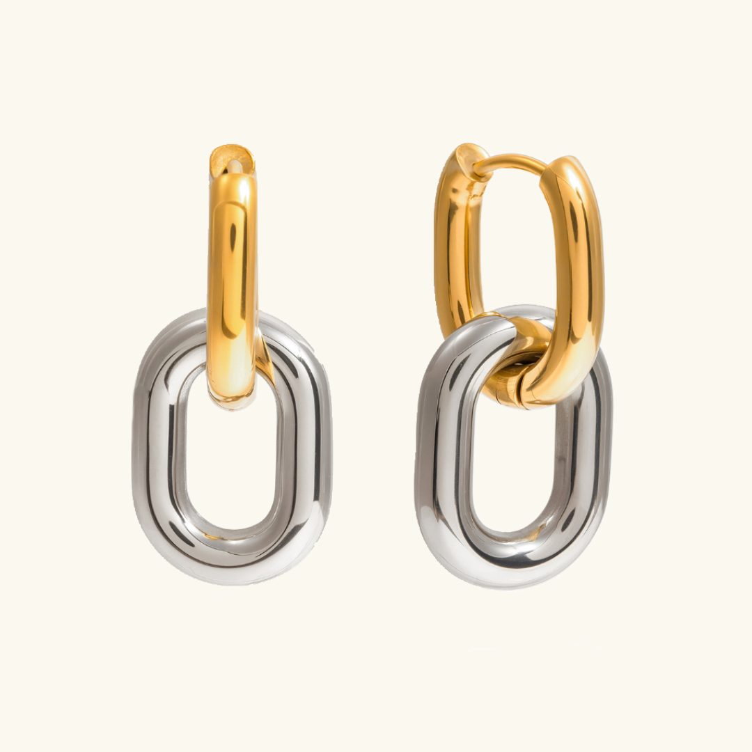 [Royal&Vicky]Pippa Two Tone Double Hoops