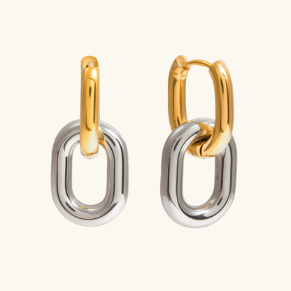 [Royal&Vicky]Pippa Two Tone Double Hoops