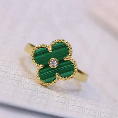 [ROYAL]CLOVER MALACHITE RING GOLD DIAMOND