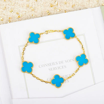 [ROYAL]CLOVER 5 MOTIFS TURQUOISE BRACELET