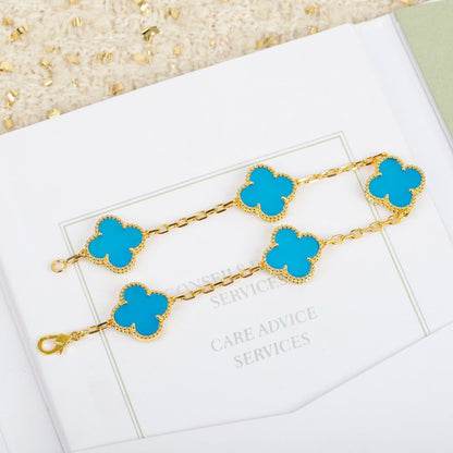 [ROYAL]CLOVER 5 MOTIFS TURQUOISE BRACELET