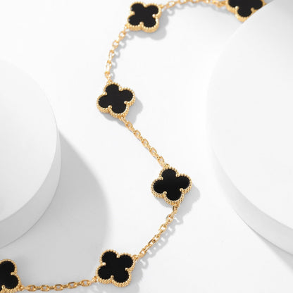 [ROYAL]CLOVER 10 MOTIFS ONYX NECKLACE