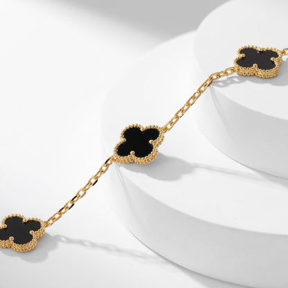 [ROYAL]CLOVER 10 MOTIFS ONYX NECKLACE