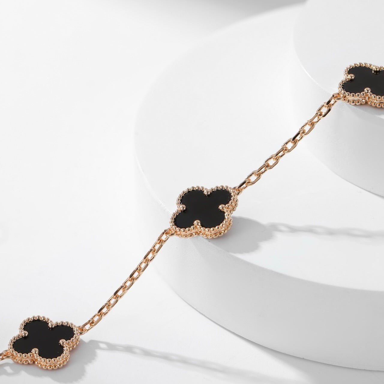 [ROYAL]CLOVER 10 MOTIFS ONYX NECKLACE