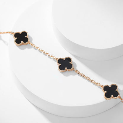 [ROYAL]CLOVER 10 MOTIFS ONYX NECKLACE