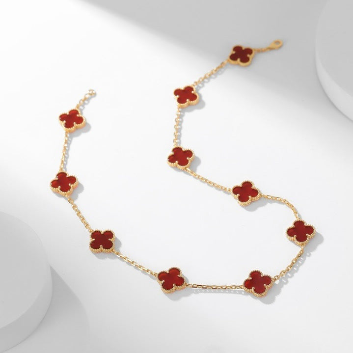 [ROYAL]CLOVER 10 MOTIFS CARNELIAN NECKLACE