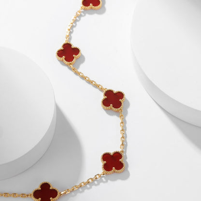 [ROYAL]CLOVER 10 MOTIFS CARNELIAN NECKLACE