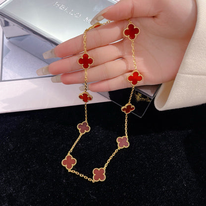 [ROYAL]CLOVER 10 MOTIFS CARNELIAN NECKLACE