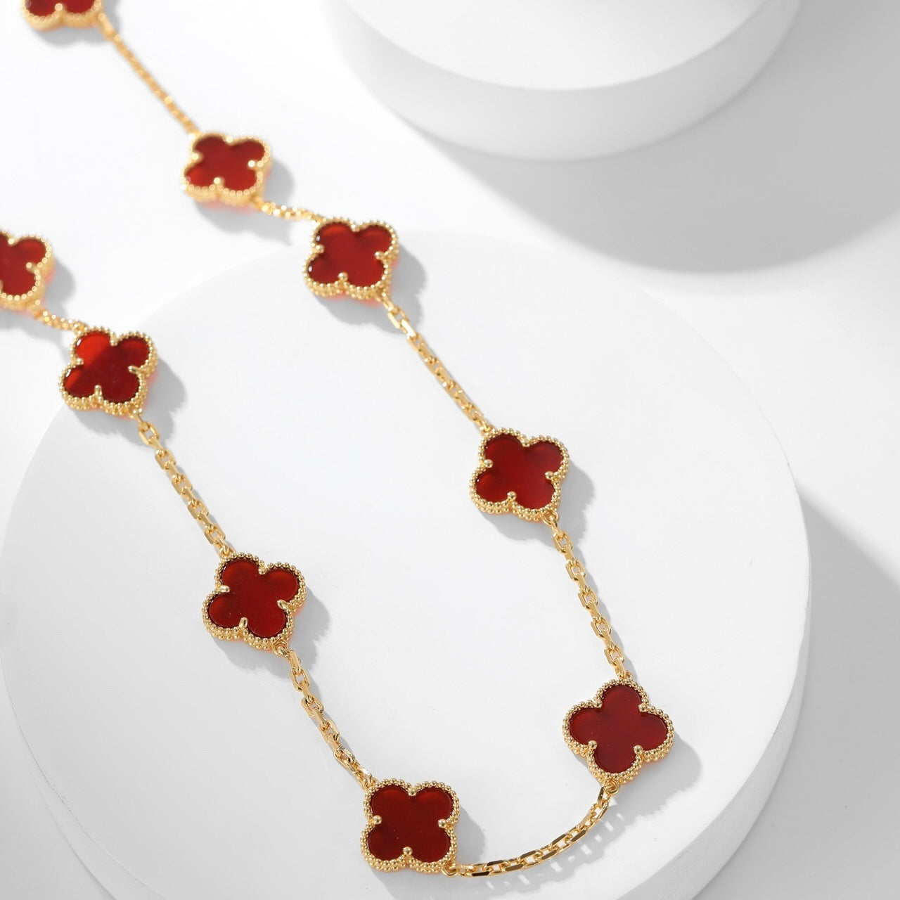 [ROYAL]CLOVER 10 MOTIFS CARNELIAN NECKLACE