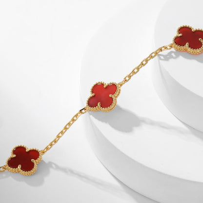 [ROYAL]CLOVER 10 MOTIFS CARNELIAN NECKLACE