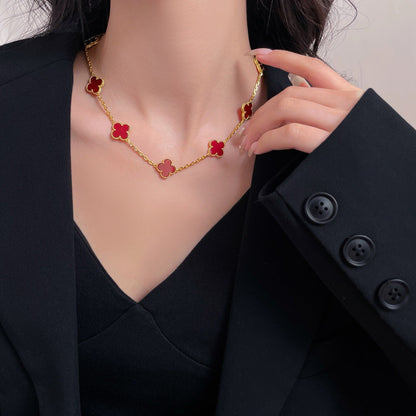 [ROYAL]CLOVER 10 MOTIFS CARNELIAN NECKLACE