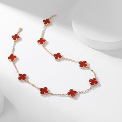 [ROYAL]CLOVER 10 MOTIFS CARNELIAN NECKLACE