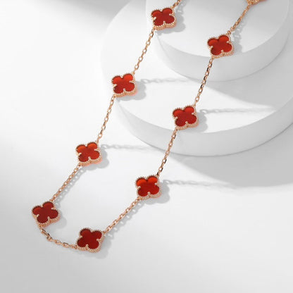 [ROYAL]CLOVER 10 MOTIFS CARNELIAN NECKLACE