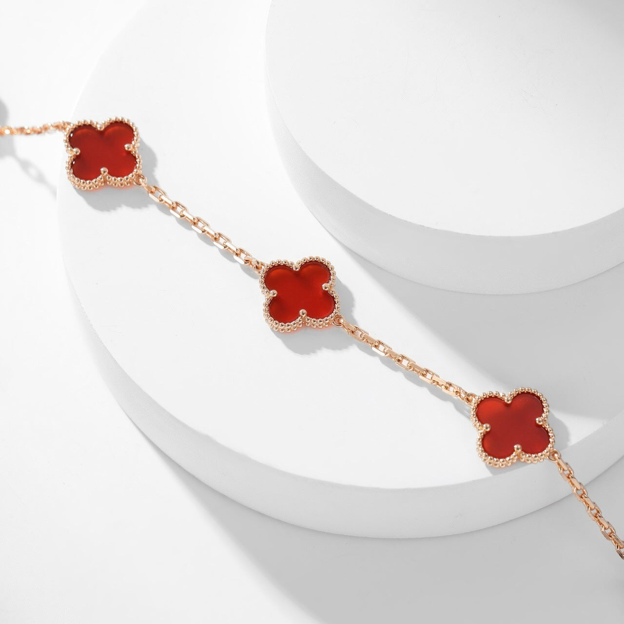 [ROYAL]CLOVER 10 MOTIFS CARNELIAN NECKLACE