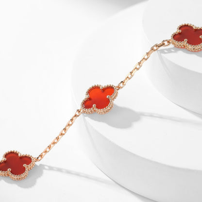 [ROYAL]CLOVER 10 MOTIFS CARNELIAN NECKLACE