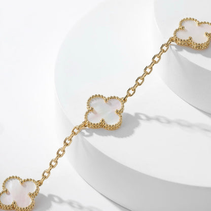 [ROYAL]CLOVER 10 MOTIFS WHITE MOTHER OF PEARL NECKLACE